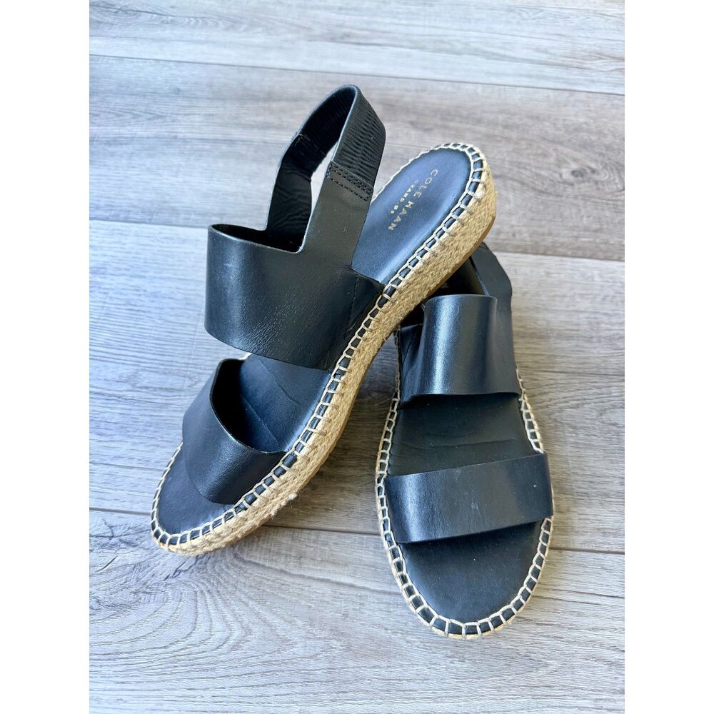 Cole Haan Grand 05 Women's Cloudfeel Espadrille Sandal Black Worn 1x!